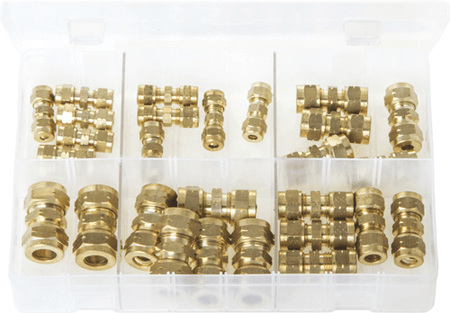 ASS. BRASS TUBE COUPLINGS MET 4-12MM ASS. BRASS TUBE COUPLINGS MET 4-12MM