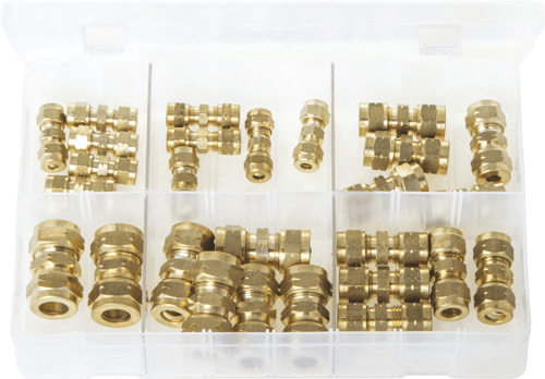ASS. BRASS TUBE COUPLINGS MET 4-12MM ASS. BRASS TUBE COUPLINGS MET 4-12MM