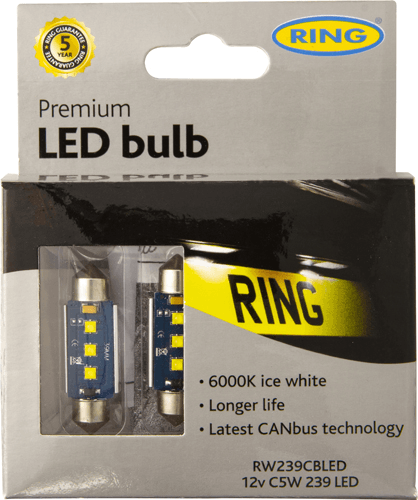 RING 239 LED Festoon Bulb 12V 39mm 6000K RING 239 LED Festoon Bulb 12V 39mm 6000K