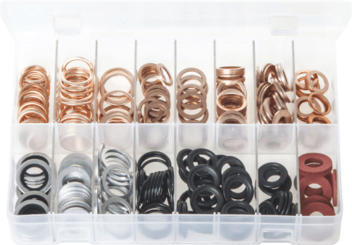 Sump Plug Washers - Assorted Box (265 Pieces) 265 Piece Sump Plug Washers – Assorted Box | Castle Engineers Supplies