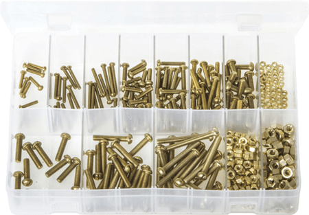 Assorted Machine Screws & Nuts Brass Round Slot BA 410 Pc Assorted Machine Screws & Nuts Brass Round Slot BA 410 Pc