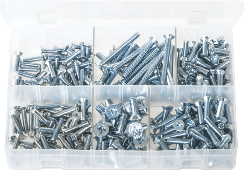 250 Piece Metric Pozi Countersunk Machine Screw Assortment 250 Piece Metric Pozi Countersunk Machine Screw Assortment