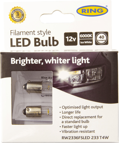 RING 233 LED Filament Bulb 12V T4W 6000K RING 233 LED Filament Bulb 12V T4W 6000K