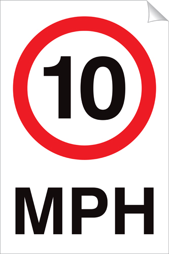 10 MPH 240 x 360mm Sticker 10 MPH 240 x 360mm Sticker - High-Visibility Safety Label