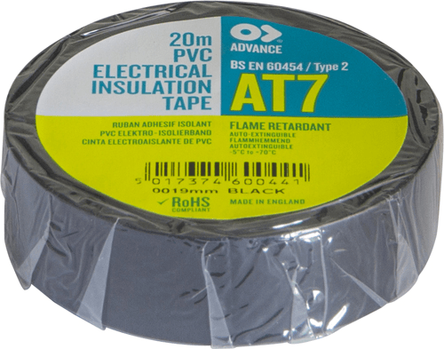 Advance AT7 PVC Insulation Tape 19mm x 20m Black - Pack of 10 Advance AT7 PVC Insulation Tape 19mm x 20m Black - Pack of 10
