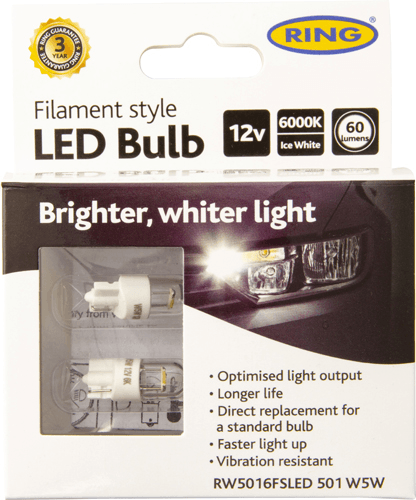 RING 501 LED Filament Bulb 12V W5W 6000K RING 501 LED Filament Bulb 12V W5W 6000K