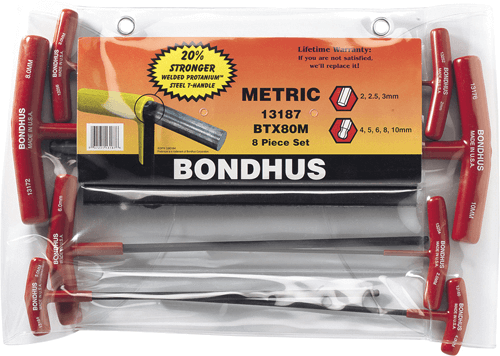 BONDUS Balldriver/Hex T-Handles 2-10mm BONDUS T-Handles 2-10mm - Durable Ball Driver Set