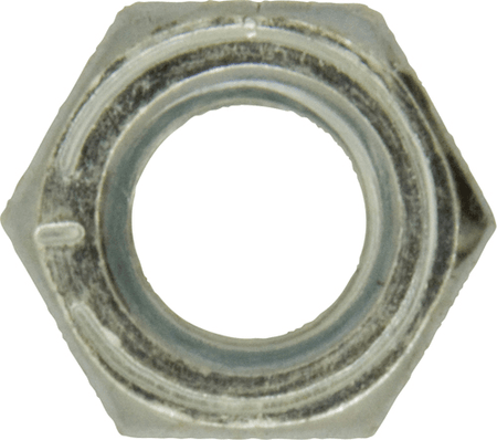 Front view of an assorted stainless steel UNC Zinc nut with a zinc finish, ideal for construction and engineering use.