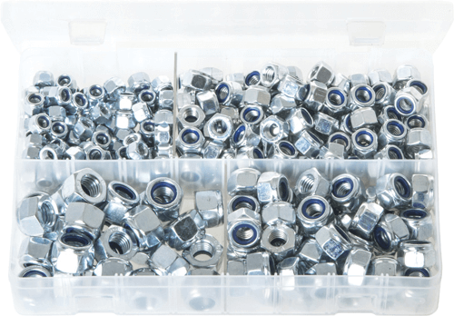 Assorted Nylon Lock Nuts (DIN 982) M6 - M12 300 Pc Assorted Nylon Lock Nuts (DIN 982) M6 - M12 300 Pc