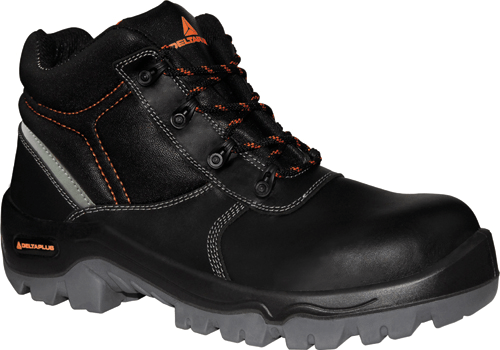 DELTAPLUS Leather Hiker Safety Boots Black Size 9 DELTAPLUS leather safety boots - Durable & Comfortable