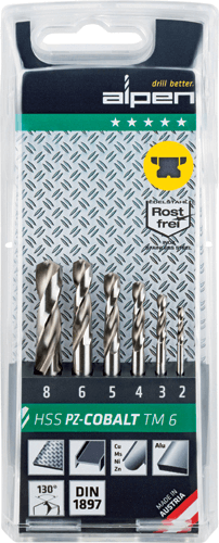 ALPEN Cobalt Stub Drill Set Metric 6Pc ALPEN Cobalt Stub Drill Set Metric 6Pc