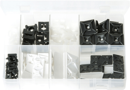 Assorted Cable Tie Bases & Mounts 120 Pc Cable Tie Bases & Mounts – Assorted Box | Castle Engineers Supplies