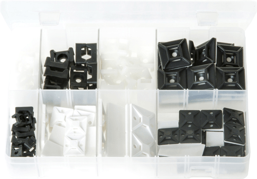Assorted Cable Tie Bases & Mounts 120 Pc Cable Tie Bases & Mounts – Assorted Box | Castle Engineers Supplies