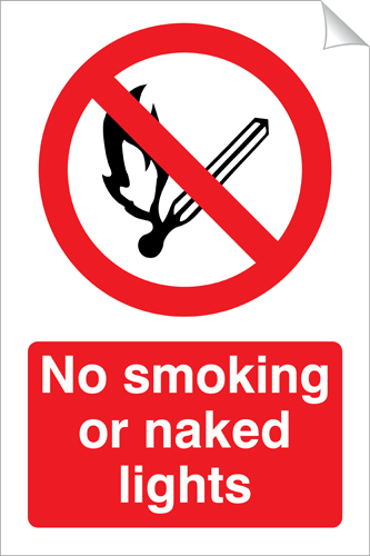 No Smoking or Naked Lights 240 x 360mm Sticker No Smoking or Naked Lights 240 x 360mm Sticker