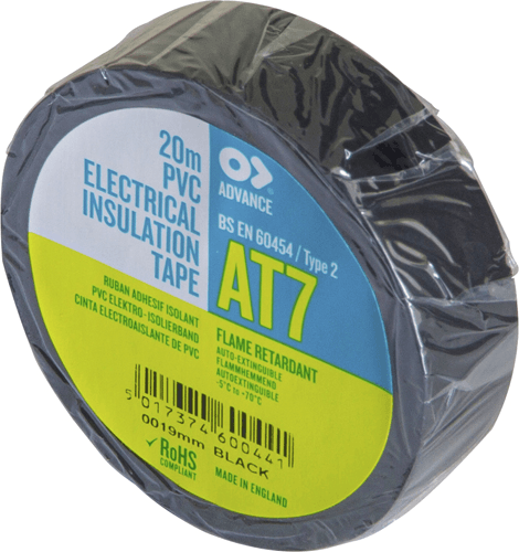Advance AT7 PVC Insulation Tape 19mm x 20m Black - Pack of 10 Advance AT7 PVC Insulation Tape 19mm x 20m Black - Pack of 10