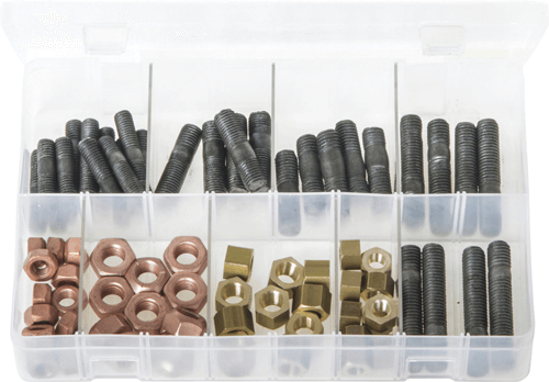 Assorted Exhaust Manifold Studs & Nuts Metric - 72pc Exhaust Manifold Studs & Nuts Metric | Assorted Box | My Store