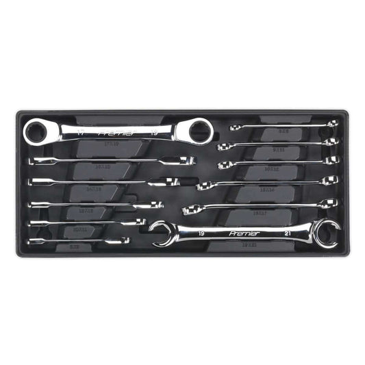 Sealey Tool Tray with Flare Nut & Ratcheting Ring Spanner Set 12pc Sealey Tool Tray with Flare Nut & Ratcheting Ring Spanner Set 12pc