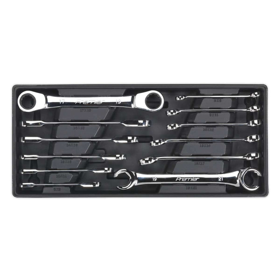 Sealey Tool Tray with Flare Nut & Ratcheting Ring Spanner Set 12pc Sealey Tool Tray with Flare Nut & Ratcheting Ring Spanner Set 12pc
