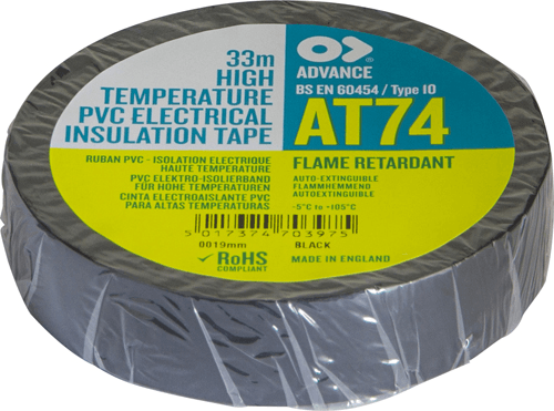 Advance AT74 PVC Insulation Tape 19mm x 33m - Black (Single Roll) Advance AT74 PVC Insulation Tape 19mm x 33m - Black (Single Roll)