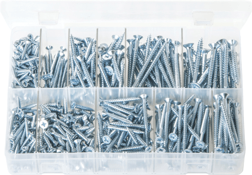 Assorted Multi-Use Screws Countersunk Pozi 525 Pc Assorted Multi-Use Screws Countersunk Pozi 525 Pc