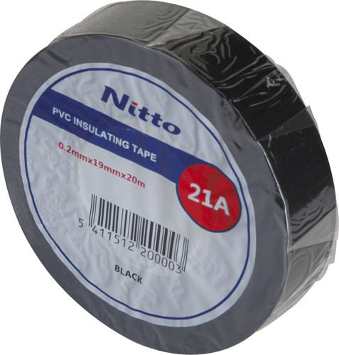 NITTO No. 21 Tape 19 x 0.19mm Black 20m NITTO No. 21 Tape 19 x 0.19mm Black 20m