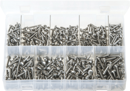 Assorted Self-Tappers A2 S/S Pan Pozi 450 Pc Assorted Self-Tappers A2 S/S Pan Pozi 450 Pc
