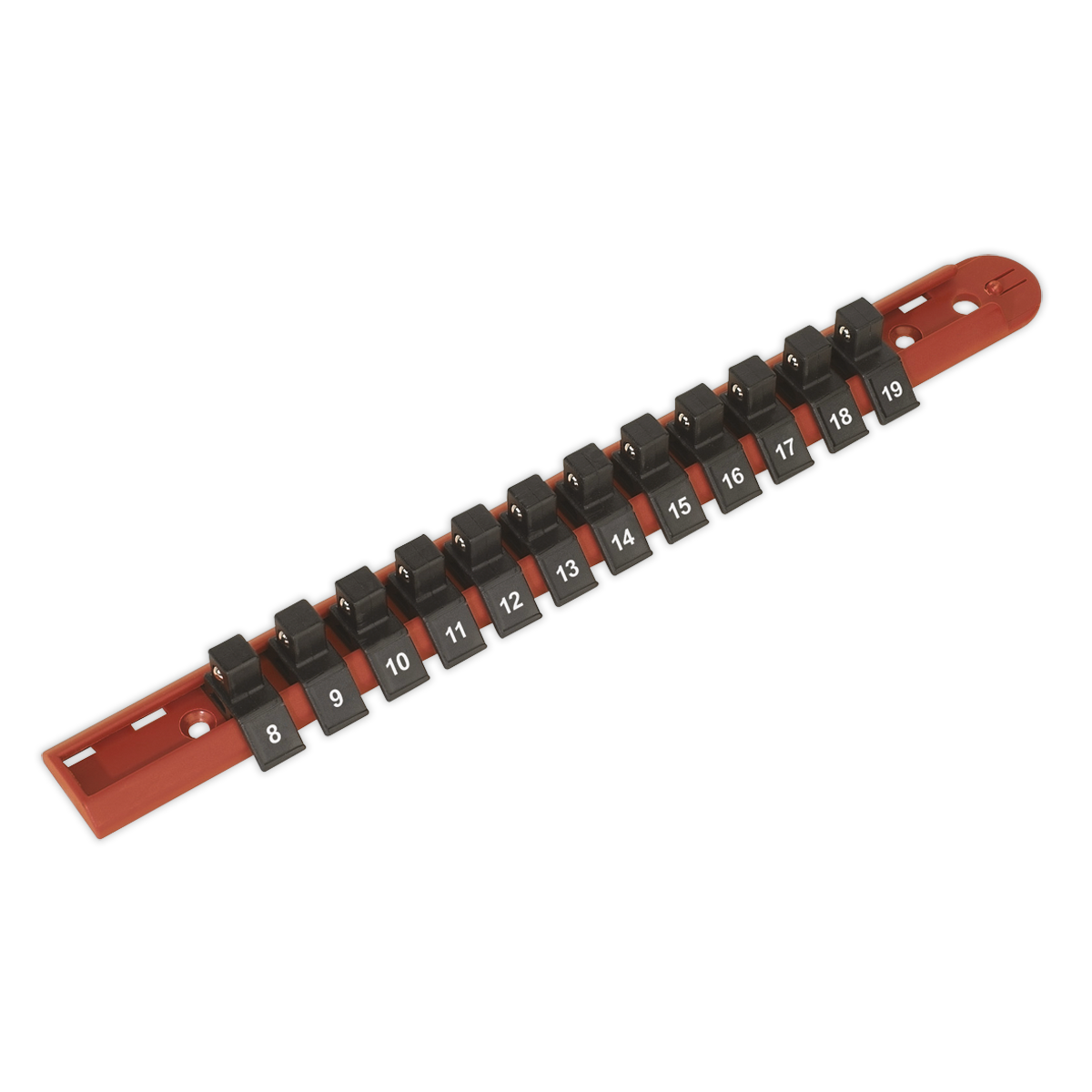 Sealey Socket Retaining Rail with 12 Clips 3/8" dr Sealey Socket Retaining Rail with 12 Clips 3/8" dr