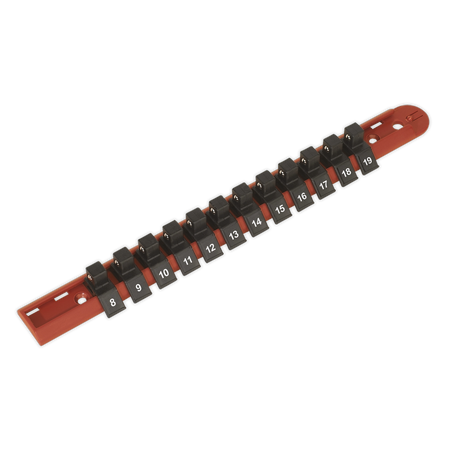 Sealey Socket Retaining Rail with 12 Clips 3/8" dr Sealey Socket Retaining Rail with 12 Clips 3/8" dr
