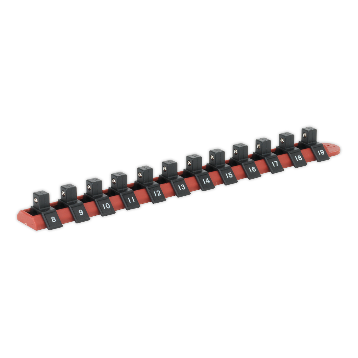 Sealey Socket Retaining Rail with 12 Clips 3/8" dr Sealey Socket Retaining Rail with 12 Clips 3/8" dr