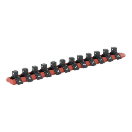 Sealey Socket Retaining Rail with 12 Clips 3/8" dr Sealey Socket Retaining Rail with 12 Clips 3/8" dr