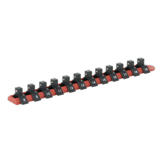 Sealey Socket Retaining Rail with 12 Clips 3/8" dr Sealey Socket Retaining Rail with 12 Clips 3/8" dr