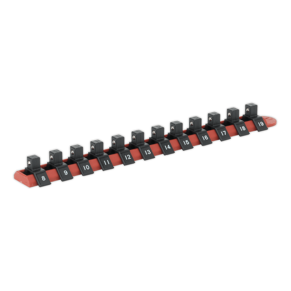 Sealey Socket Retaining Rail with 12 Clips 3/8" dr Sealey Socket Retaining Rail with 12 Clips 3/8" dr
