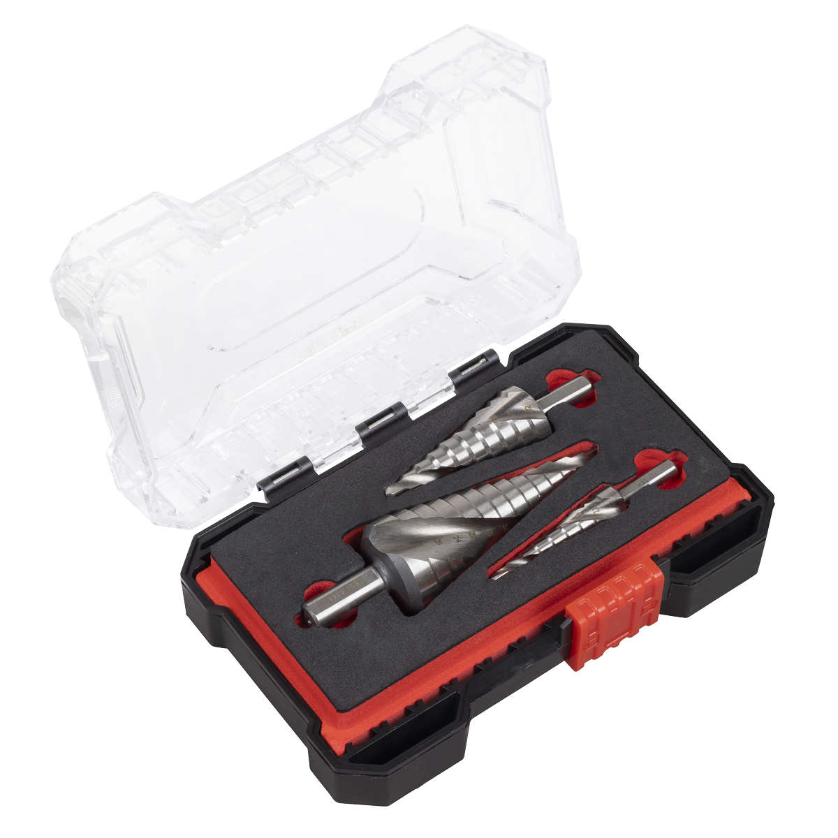 Sealey HSS 4341 Step Drill Set 3pc Spiral Flute Sealey HSS 4341 Step Drill Set 3pc Spiral Flute
