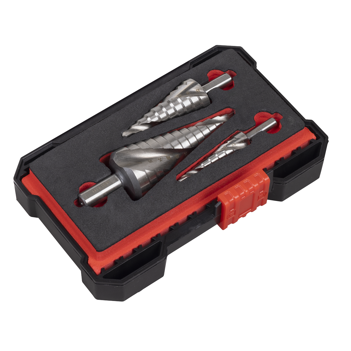 Sealey HSS 4341 Step Drill Set 3pc Spiral Flute Sealey HSS 4341 Step Drill Set 3pc Spiral Flute