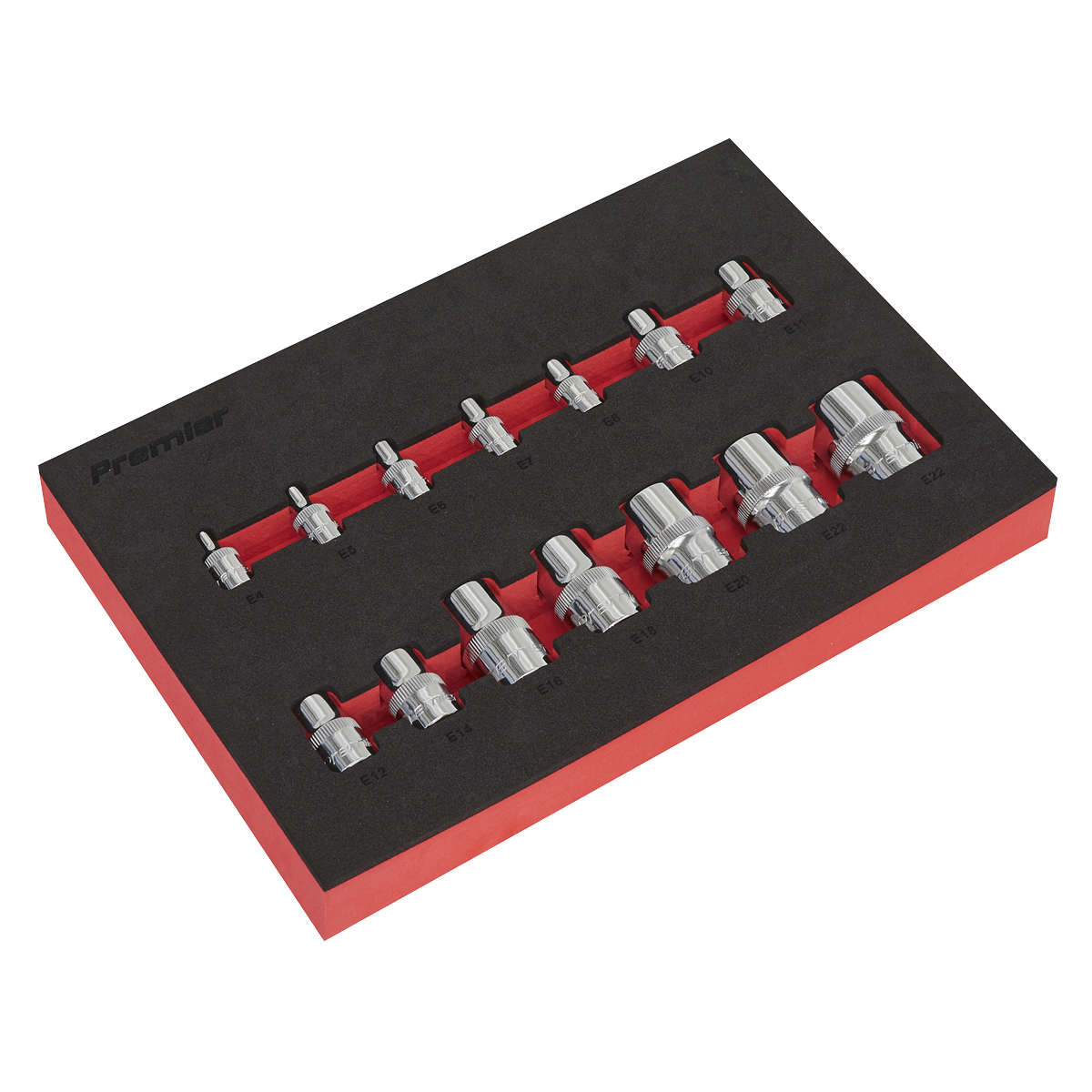 Sealey TRX-Sar Socket Set 14pc 1/4"-3/8" & 1/2" E4 to E24 Sealey TRX-Sar Socket Set 14pc 1/4"-3/8" & 1/2" E4 to E24
