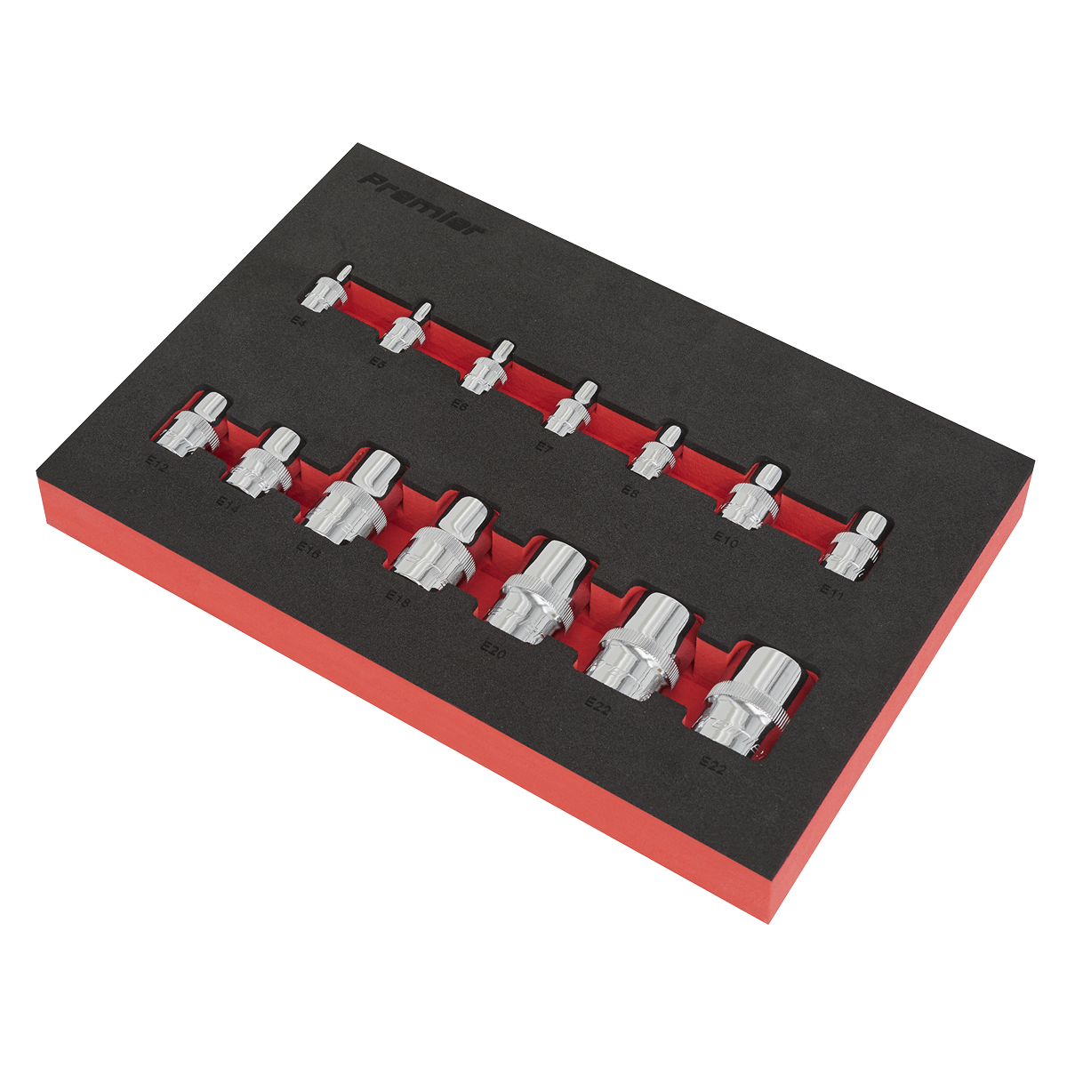 Sealey TRX-Sar Socket Set 14pc 1/4"-3/8" & 1/2" E4 to E24 Sealey TRX-Sar Socket Set 14pc 1/4"-3/8" & 1/2" E4 to E24