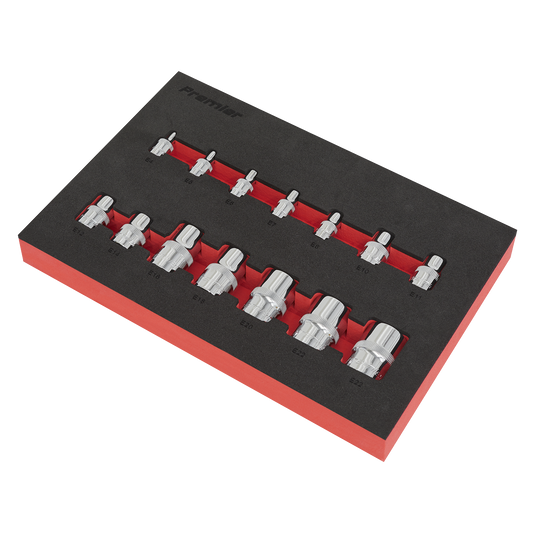 Sealey TRX-Sar Socket Set 14pc 1/4"-3/8" & 1/2" E4 to E24 Sealey TRX-Sar Socket Set 14pc 1/4"-3/8" & 1/2" E4 to E24