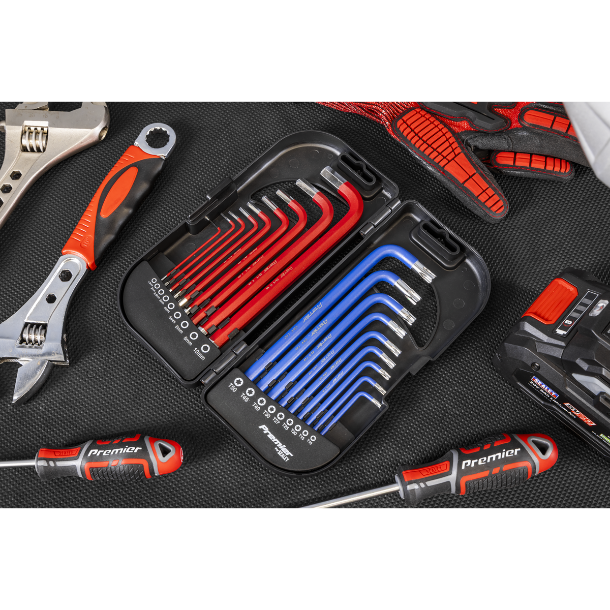 Sealey Long Anti-slip TRX-Star Hex Key Set 18pc anti-slip TRX-Star hex key set - 18pc Professional Tools