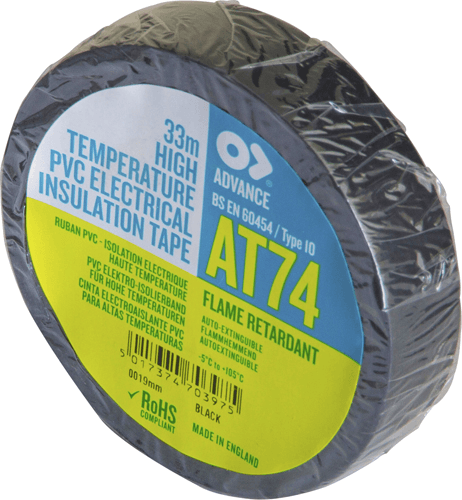Advance AT74 PVC Insulation Tape 19mm x 33m - Black (Single Roll) Advance AT74 PVC Insulation Tape 19mm x 33m - Black (Single Roll)