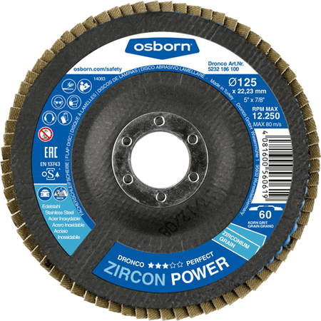 DRONCO Zirconium Flap Disc 115 x 22 40G DRONCO Zirconium Flap Disc 115 x 22 40G