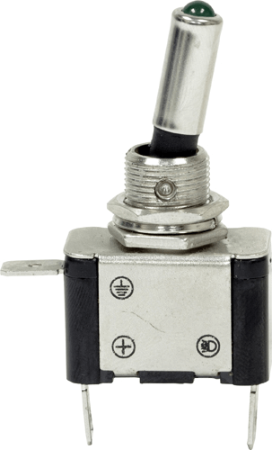 12V LED Metal Toggle Switches - Green 12V LED Metal Toggle Switches - Green