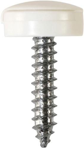 Assorted security Number Plate fasteners - a close-up image of a tamper-resistant screw for mounting.