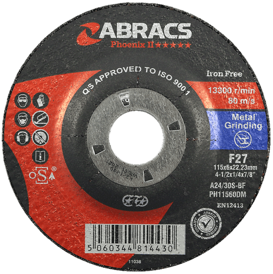 Depressed Centre Metal Grinding Disc 115x6x22mm Depressed Centre Metal Grinding Disc 115x6x22mm