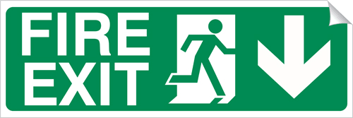 Down Arrow - Fire Exit 150 x 450mm Sticker Down Arrow - Fire Exit 150 x 450mm Sticker - Safety First