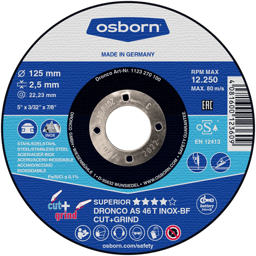 DRONCO Cut & Grind Discs 115 x 2.5mm DRONCO Cut & Grind Discs 115 x 2.5mm - Versatile Grinding