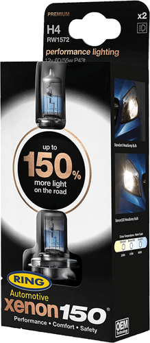 RING 'Xenon150' Bulbs H4 12V 55W P45t RING 'Xenon150' Bulbs H4 12V 55W P45t