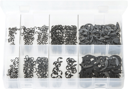 725pc E Retaining Clips Set - Assorted Sizes 1.5–15mm 725pc E Retaining Clips Set 1.5–15mm Assorted Box