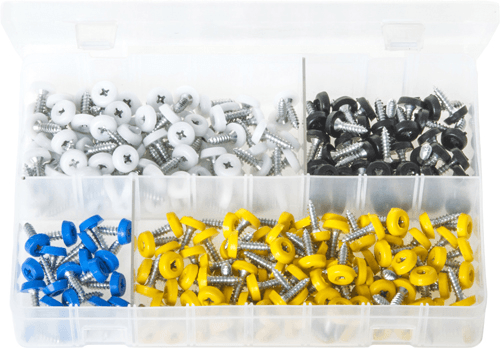 Assorted Number Plate Fasteners - Plastic Head 260 Pc Assorted Number Plate Fasteners - Plastic Head 260 Pc
