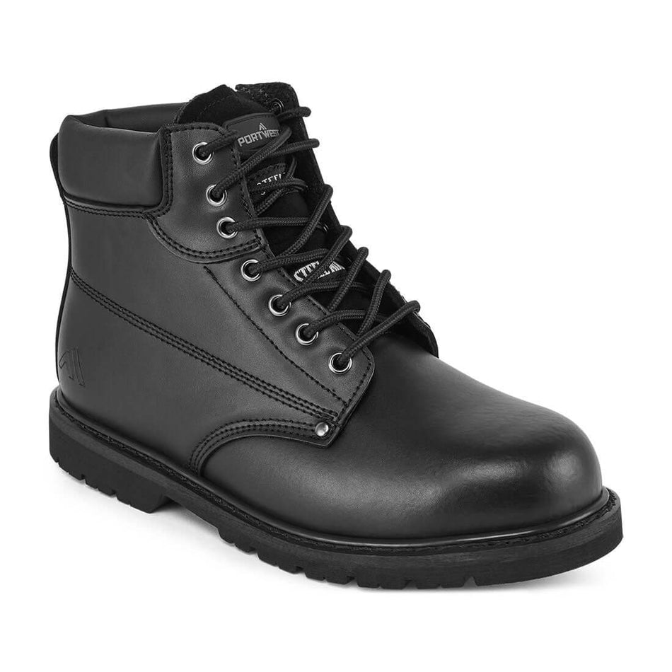 PORTWEST Steel Action Leather Ankle Safety Boot - Black PORTWEST Steel Action Leather Ankle Safety Boot - Black