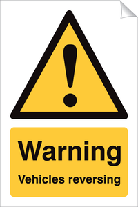 Warning Vehicles Reversing 240 x 360mm Sticker